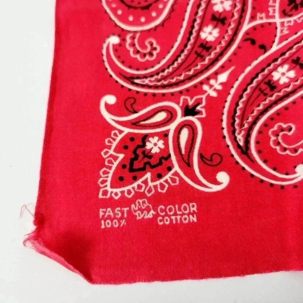 Fast Color Bandana Elephant Trunk Up Paisley Red Selvedge Vintage 20